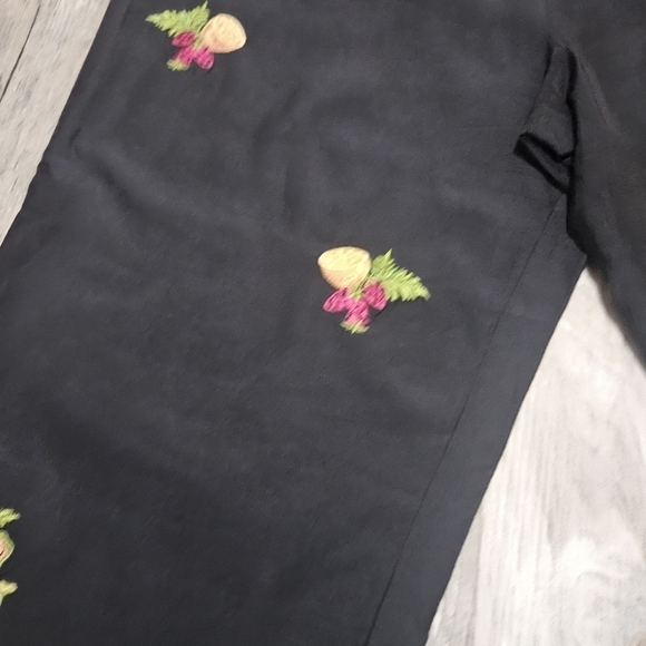 Alison Taylor silk blend embroidered fruits straight cropped pants size 12 - Picture 14 of 16